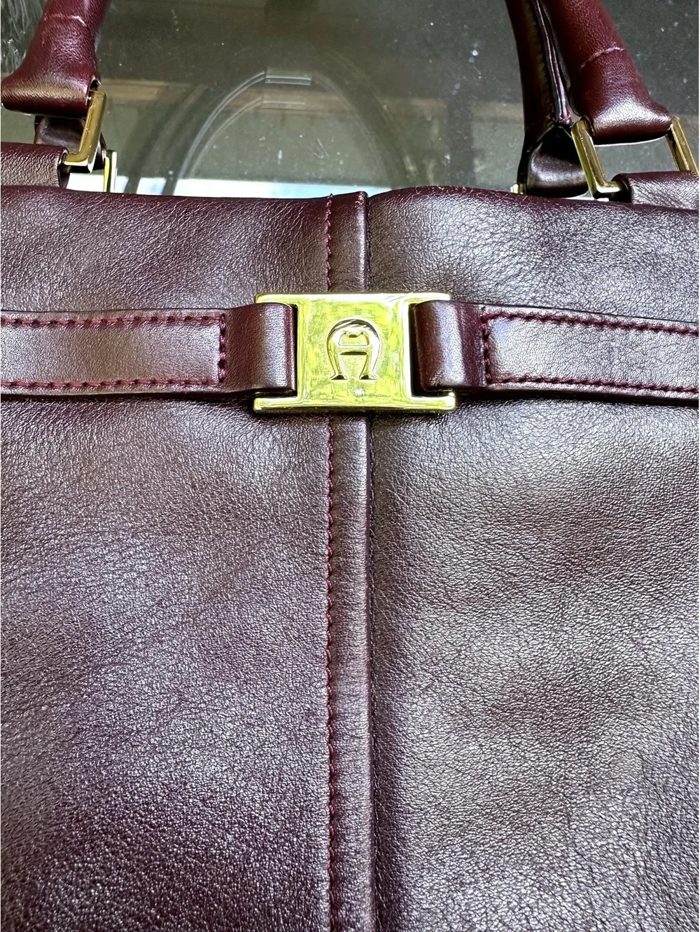 Vintage Etienne Aigner Leather Burgundy Satchel with 2 Wallets